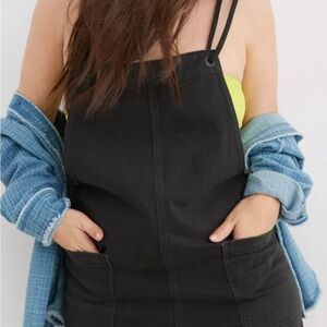 Aerie Charcoal Denim Overalls